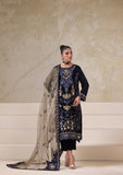 3 Piece Embroidered Velvet BT-3972 Navy Blue