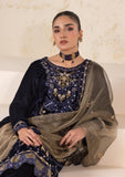 3 Piece Embroidered Velvet BT-3972 Navy Blue