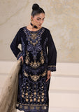 3 Piece Embroidered Velvet BT-3972 Navy Blue